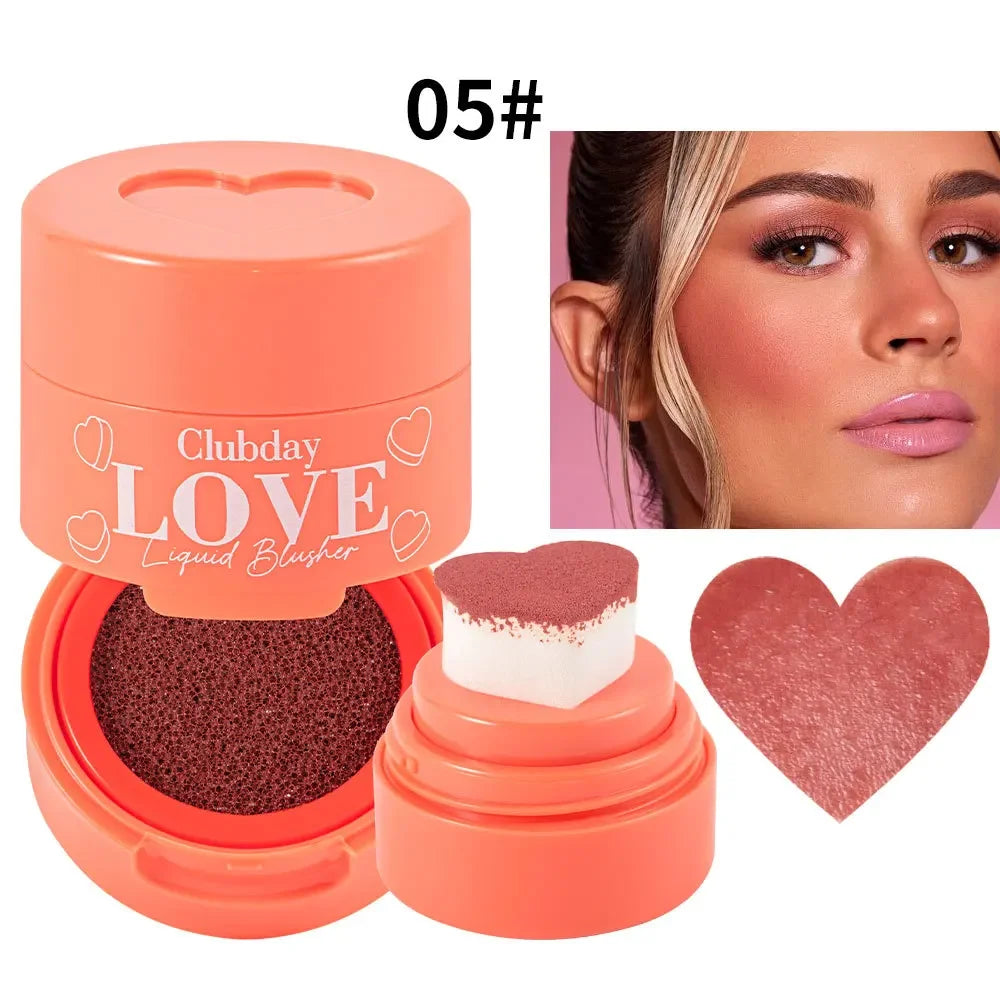 High Quality MISS ROSE New Soft Sponge Love Stamp Blush Make Up  Natural Heart Shape Cushion Blusher Liquid Cheek Rouge Blushe