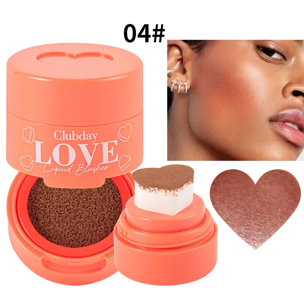 High Quality MISS ROSE New Soft Sponge Love Stamp Blush Make Up  Natural Heart Shape Cushion Blusher Liquid Cheek Rouge Blushe