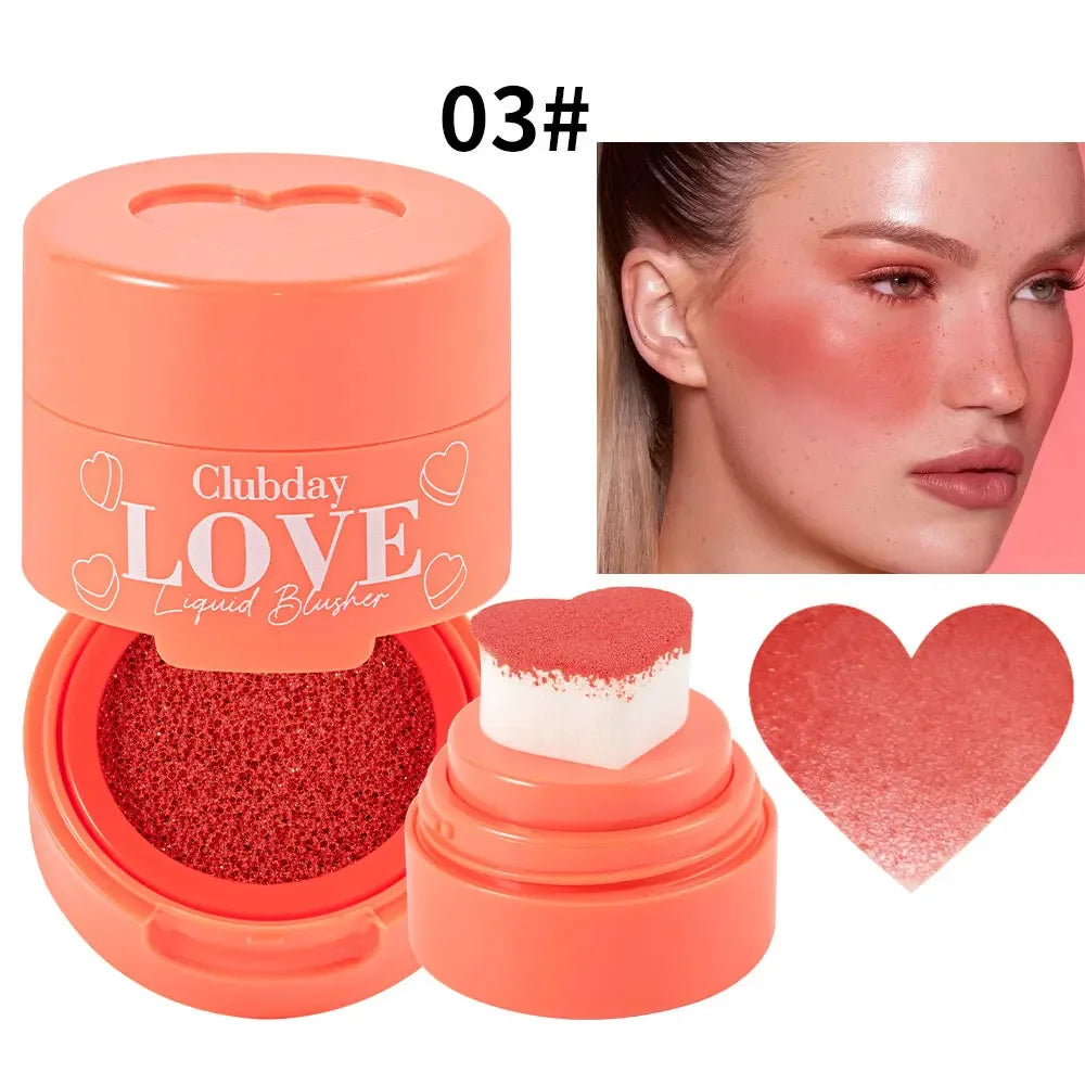 High Quality MISS ROSE New Soft Sponge Love Stamp Blush Make Up  Natural Heart Shape Cushion Blusher Liquid Cheek Rouge Blushe