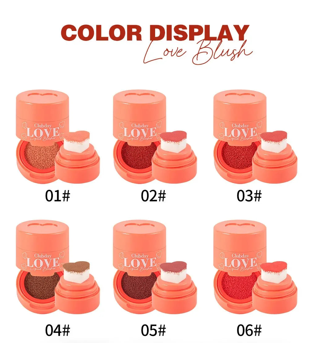 High Quality MISS ROSE New Soft Sponge Love Stamp Blush Make Up  Natural Heart Shape Cushion Blusher Liquid Cheek Rouge Blushe