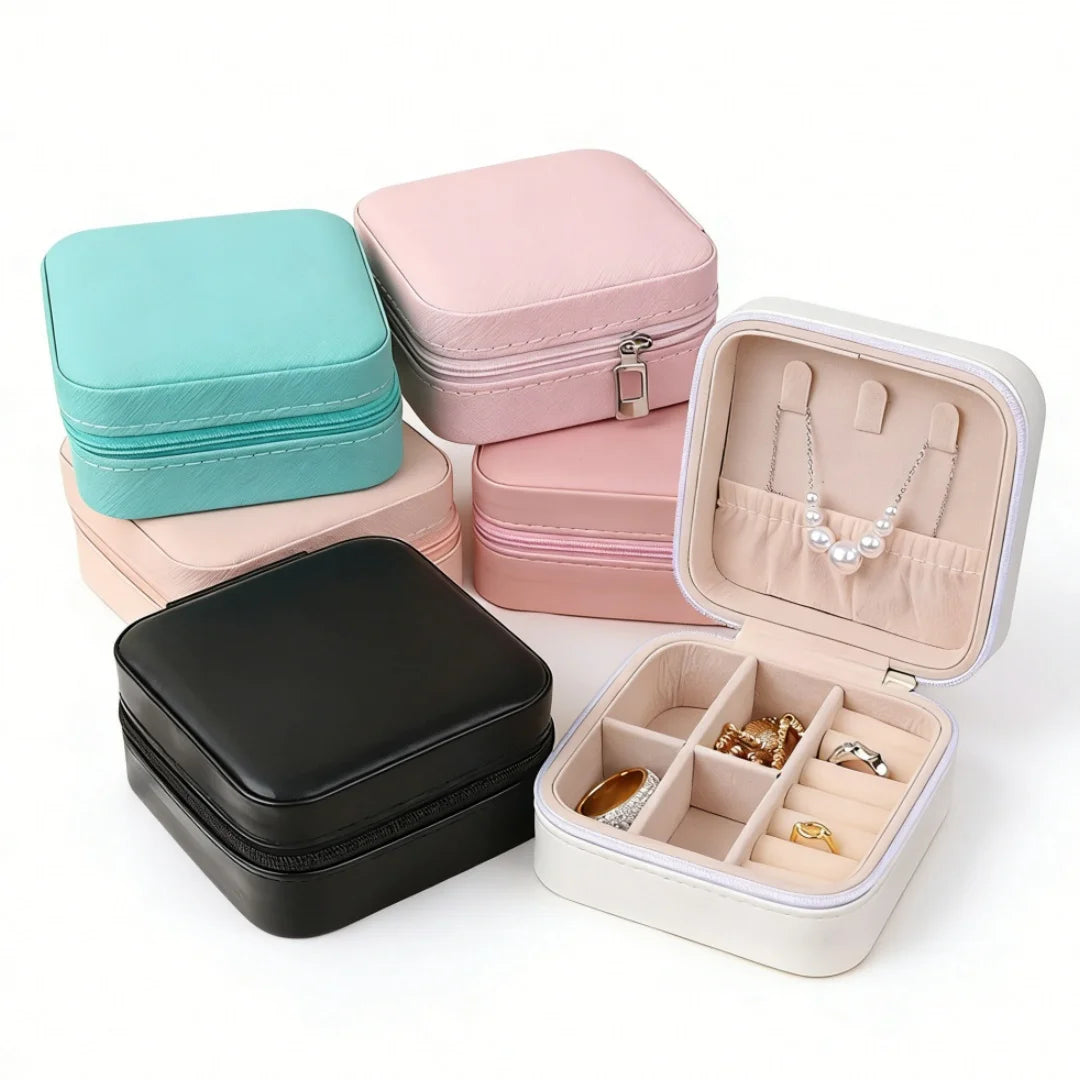 Portable Mini Jewelry Storage Box Travel Organizer Jewelry Case Leather Storage Earrings Necklace Ring Jewelry Organizer Display
