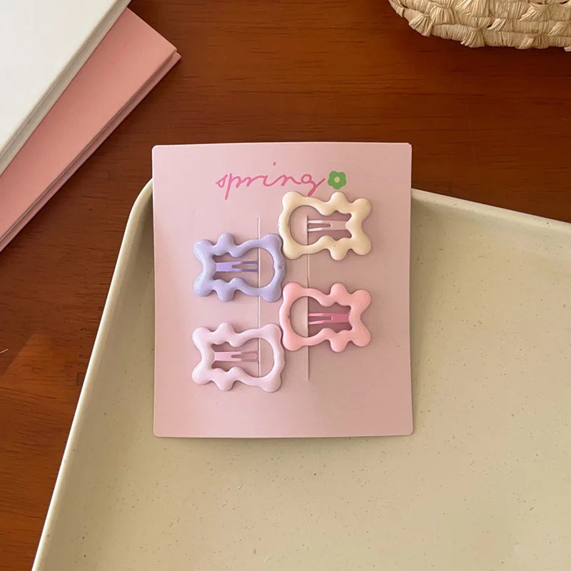4pcs/set Cute Colorful Geometric Fashion Hair Clips Girls Hair Decoration Hairpins Barrettes Children Lovely Hair Accessories
