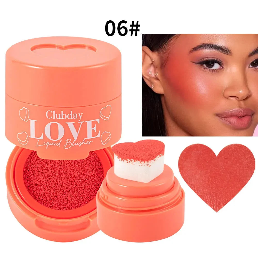 High Quality MISS ROSE New Soft Sponge Love Stamp Blush Make Up  Natural Heart Shape Cushion Blusher Liquid Cheek Rouge Blushe