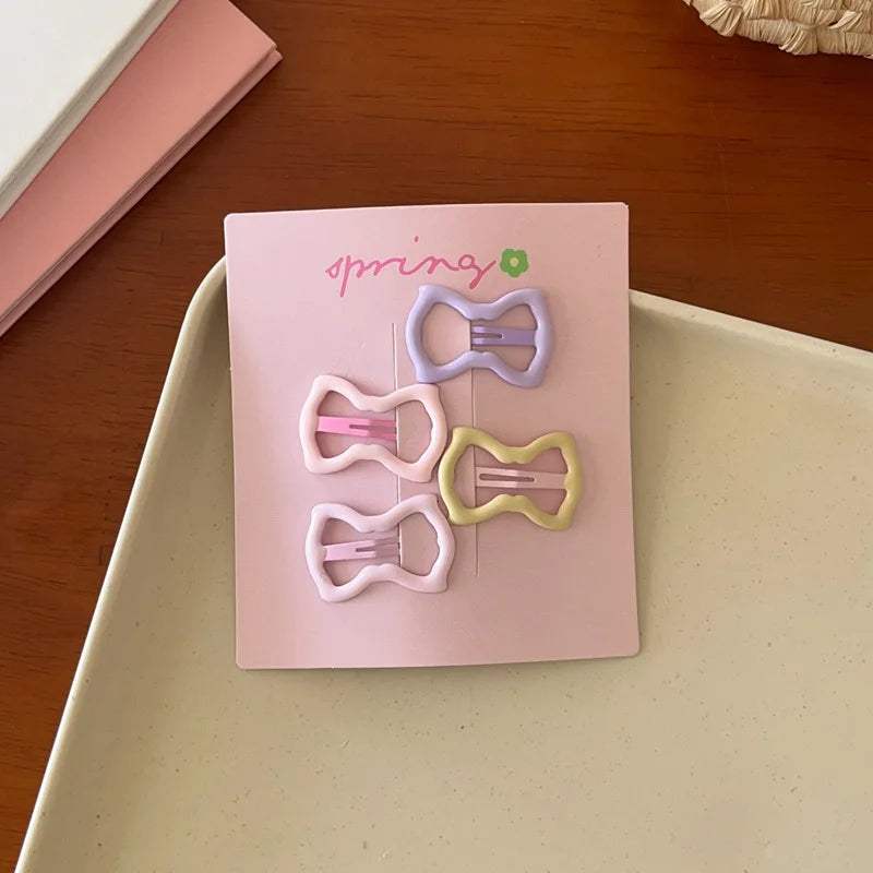 4pcs/set Cute Colorful Geometric Fashion Hair Clips Girls Hair Decoration Hairpins Barrettes Children Lovely Hair Accessories