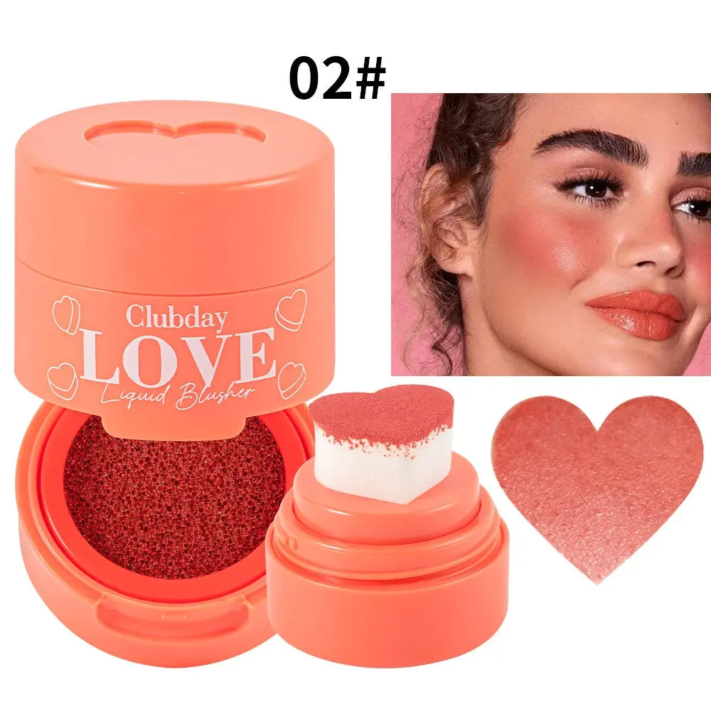 High Quality MISS ROSE New Soft Sponge Love Stamp Blush Make Up  Natural Heart Shape Cushion Blusher Liquid Cheek Rouge Blushe