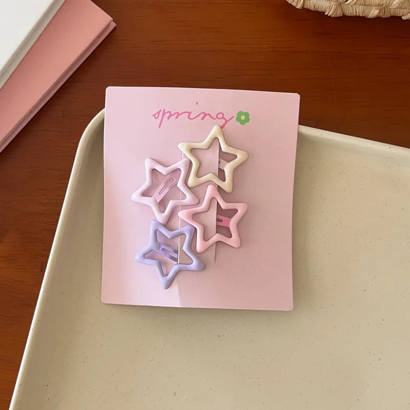 4pcs/set Cute Colorful Geometric Fashion Hair Clips Girls Hair Decoration Hairpins Barrettes Children Lovely Hair Accessories