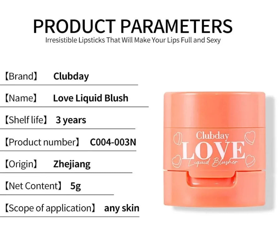 High Quality MISS ROSE New Soft Sponge Love Stamp Blush Make Up  Natural Heart Shape Cushion Blusher Liquid Cheek Rouge Blushe