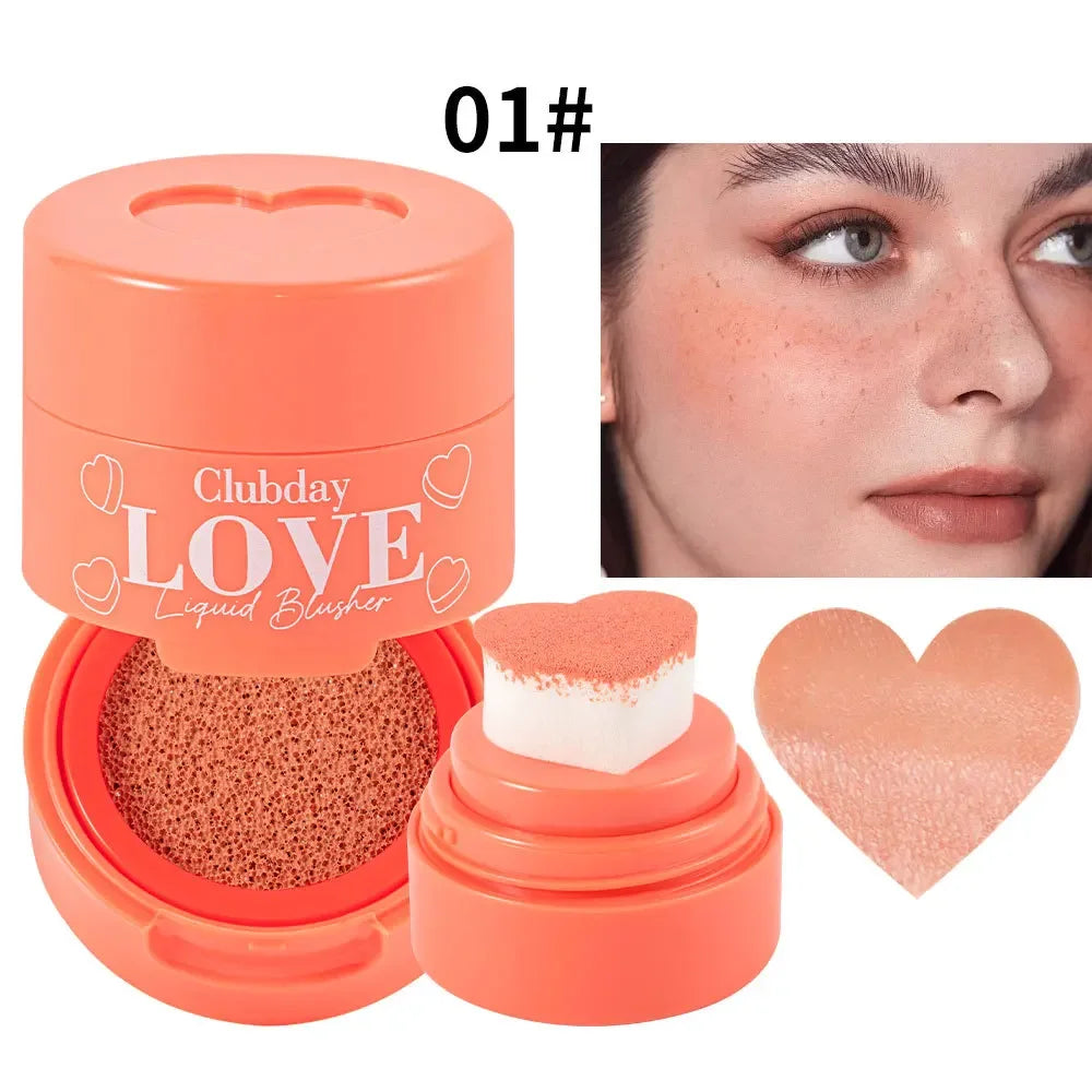 High Quality MISS ROSE New Soft Sponge Love Stamp Blush Make Up  Natural Heart Shape Cushion Blusher Liquid Cheek Rouge Blushe