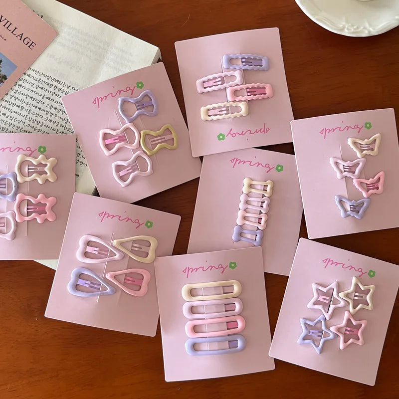 4pcs/set Cute Colorful Geometric Fashion Hair Clips Girls Hair Decoration Hairpins Barrettes Children Lovely Hair Accessories